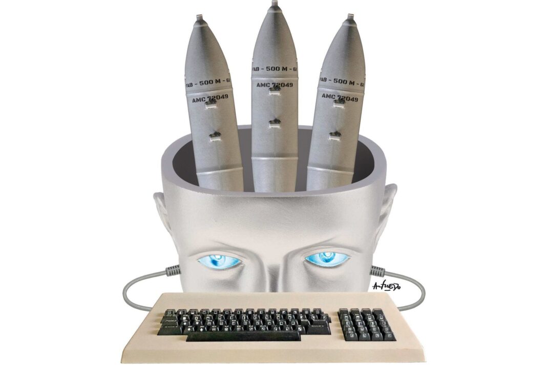 Ilustración de un cerebro humano junto a un circuito electrónico, representando la intersección entre ética e inteligencia artificial.