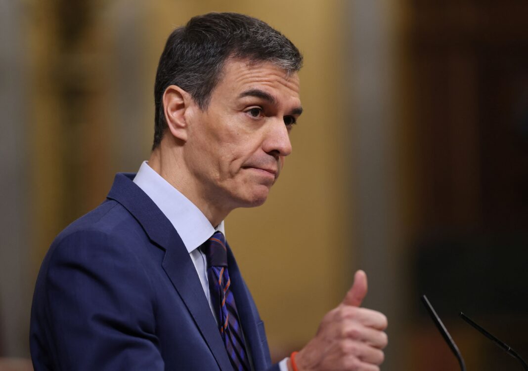 Pedro Sánchez, presidente del gobierno de España, durante un discurso.