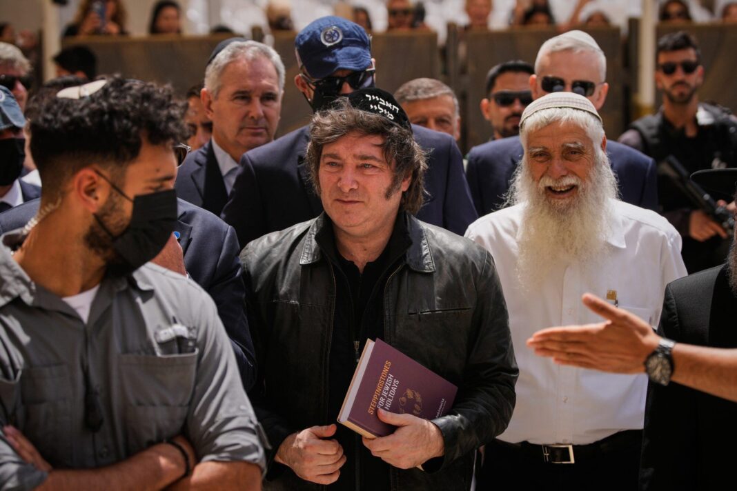 El presidente Javier Milei durante su gira oficial por Israel.