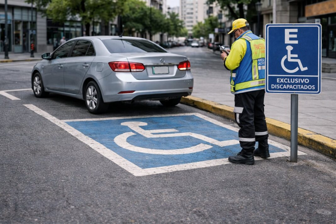 Señal de estacionamiento reservado para personas con discapacidad en la calle