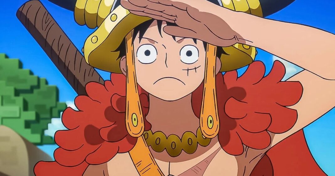 Ilustración promocional del capítulo 1158 de One Piece en la tierra de los gigantes, Elbaph.