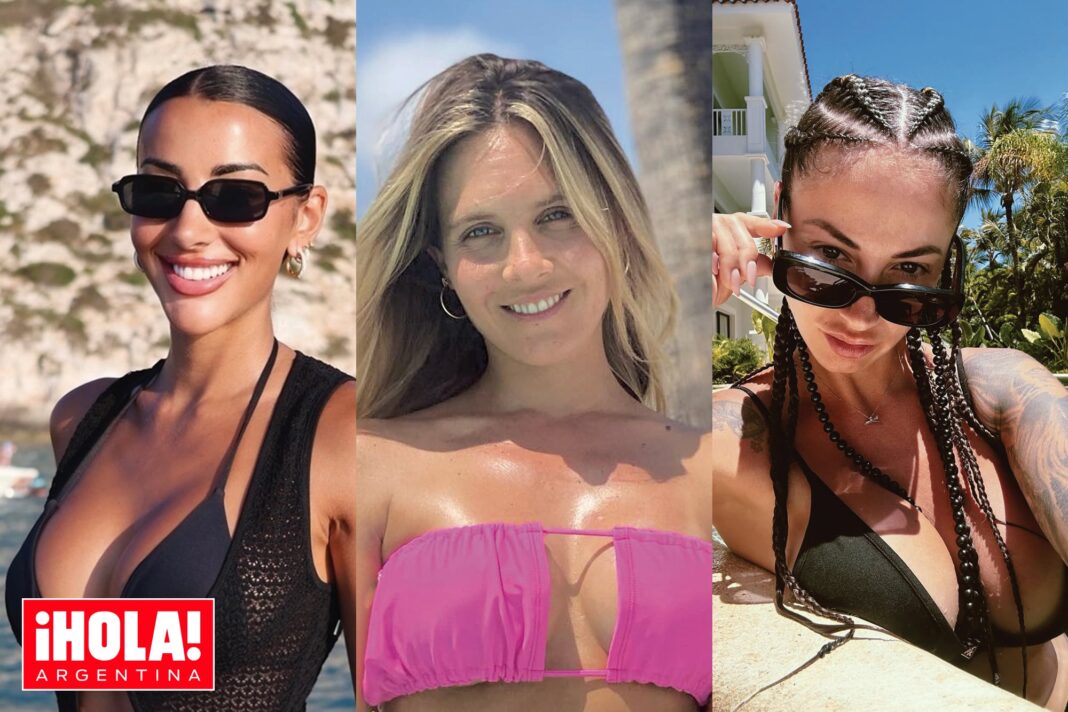 Fotografía collage con imágenes de las parejas de jugadores de la Selección Argentina de fútbol