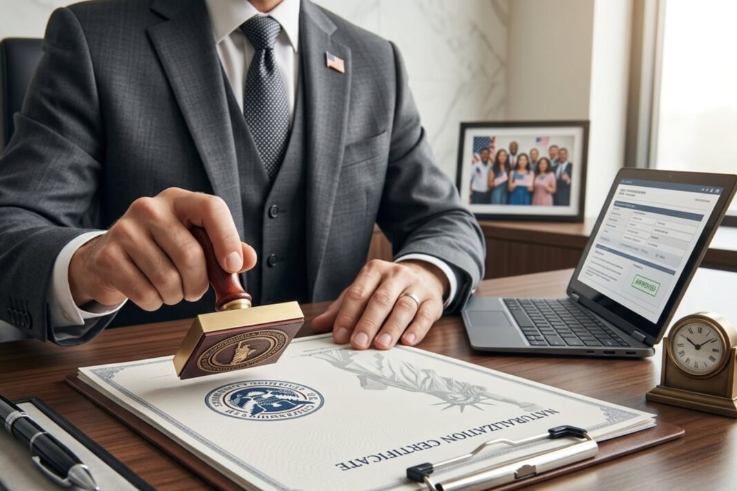 Pasaporte y formulario de inscripción de la Green Card Lottery