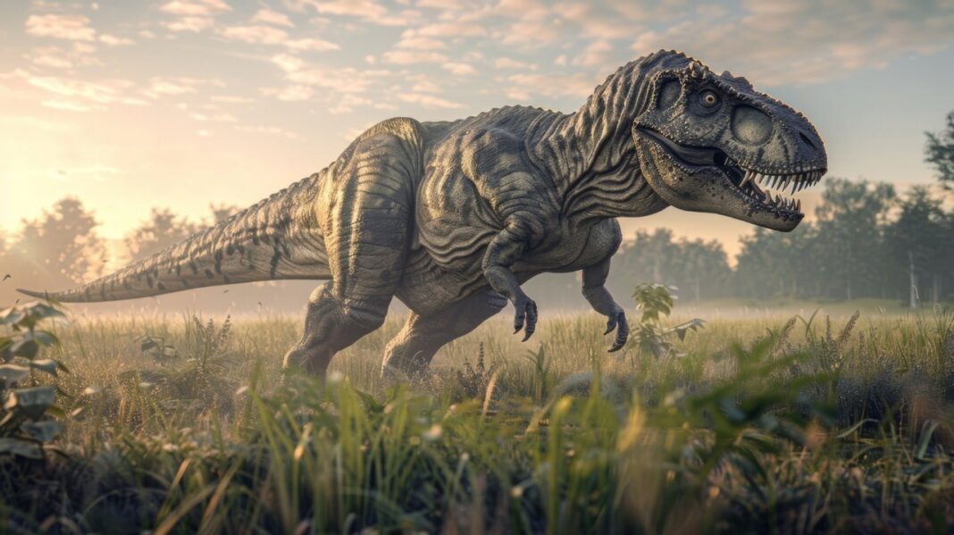 Ilustración de un Tiranosaurio rex con brazos pequeños