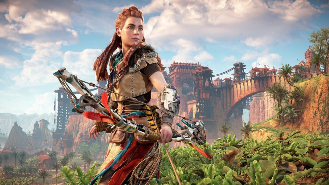 Captura de pantalla de Horizon Zero Dawn Remastered mostrando a la protagonista Aloy con mejoras gráficas