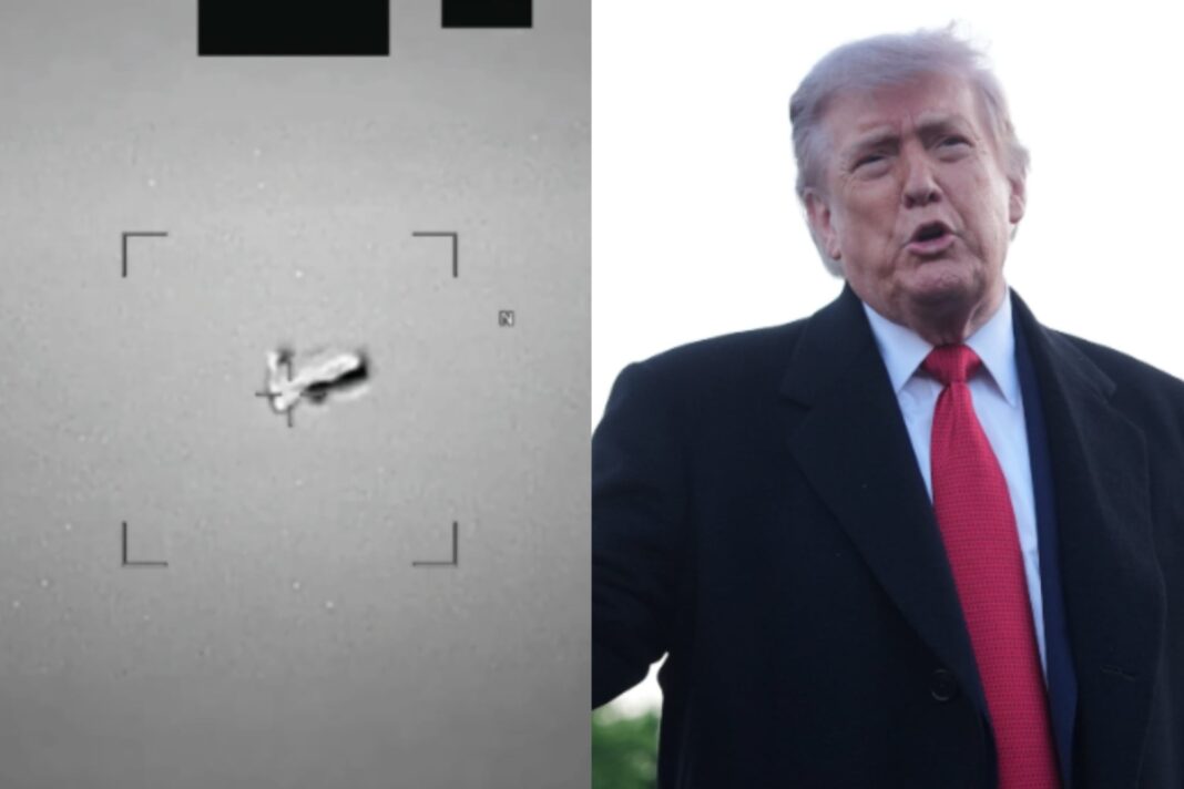Donald Trump anunciando la desclasificación de archivos sobre ovnis