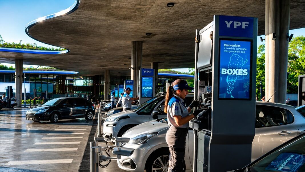 Surtidor de combustible en una estación de servicio argentina