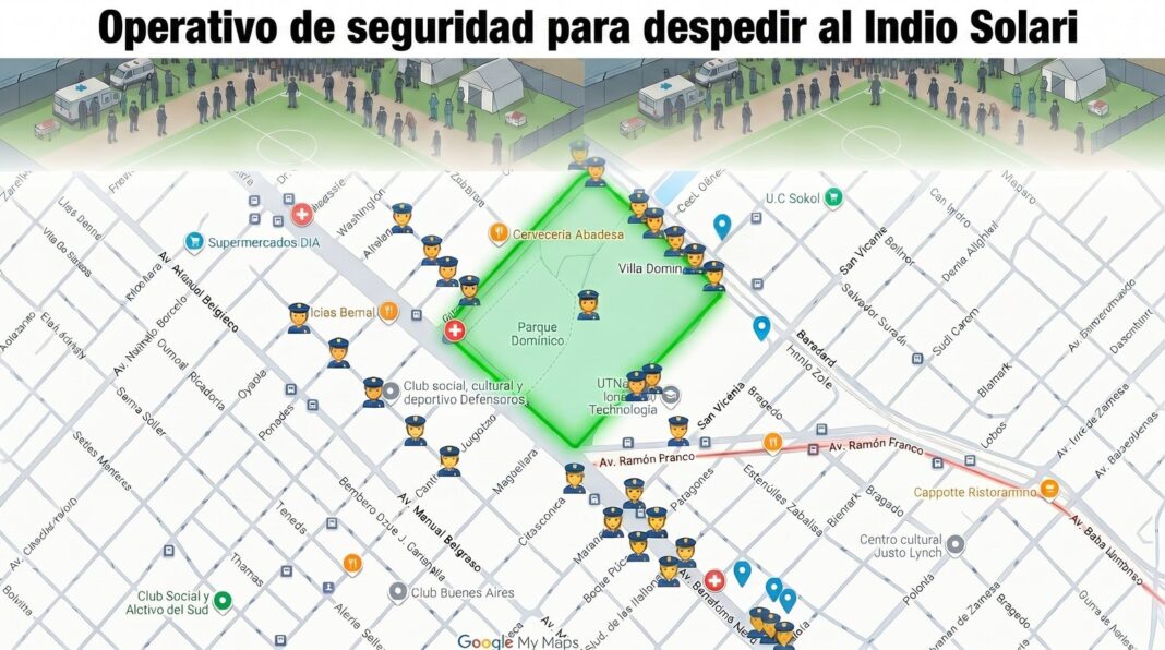 Operativo policial en Parque Domínico para el velatorio del Indio Solari