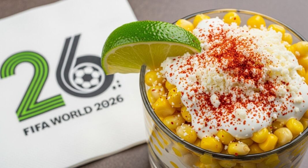 Esquites caseros servidos en vaso con queso, crema y chile en polvo