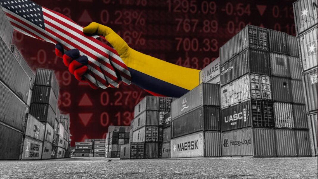 Bandera de Colombia y Estados Unidos