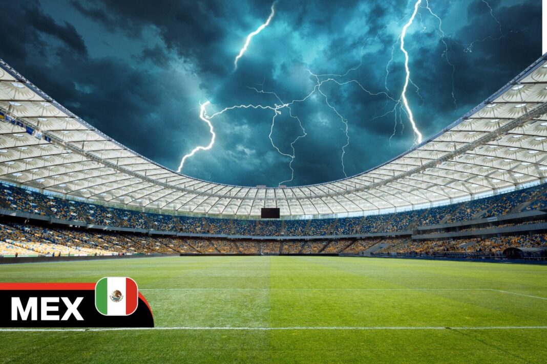 Estadio Azteca bajo lluvia durante el Mundial 2026