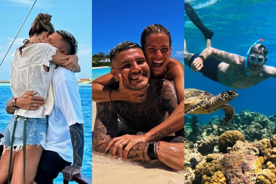 Mauro Icardi y la China Suárez en la playa de Maldivas