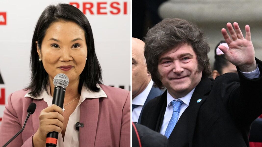 Keiko Fujimori durante un acto de campaña en Perú