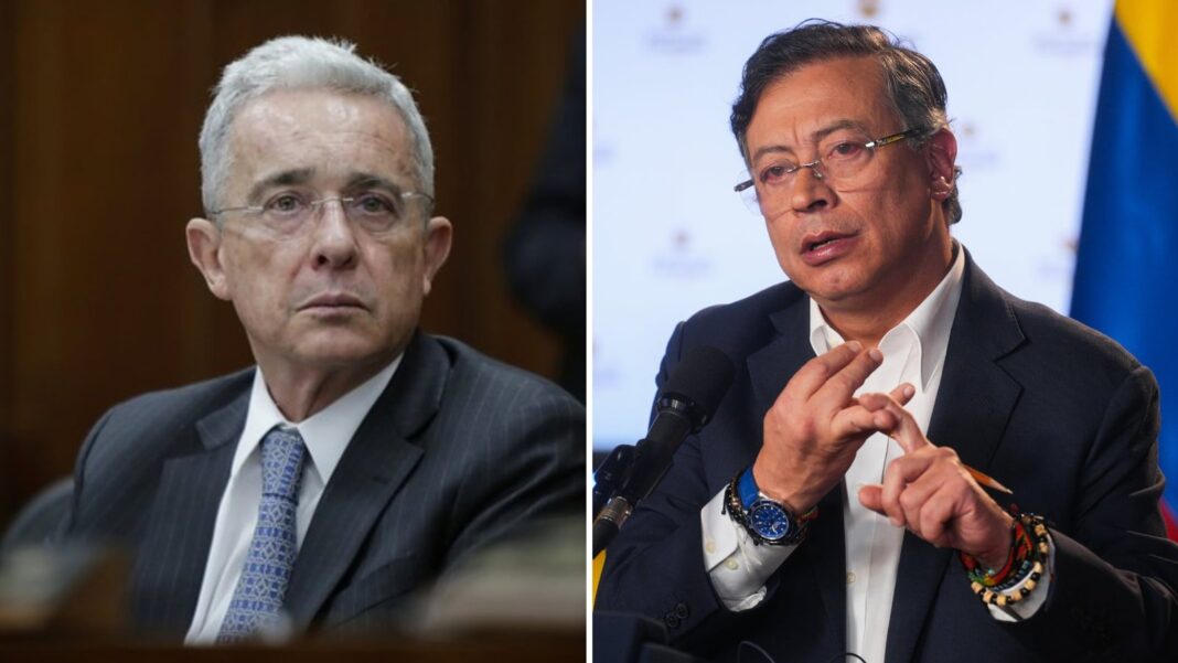 Gustavo Petro y Álvaro Uribe en fotografía de archivo