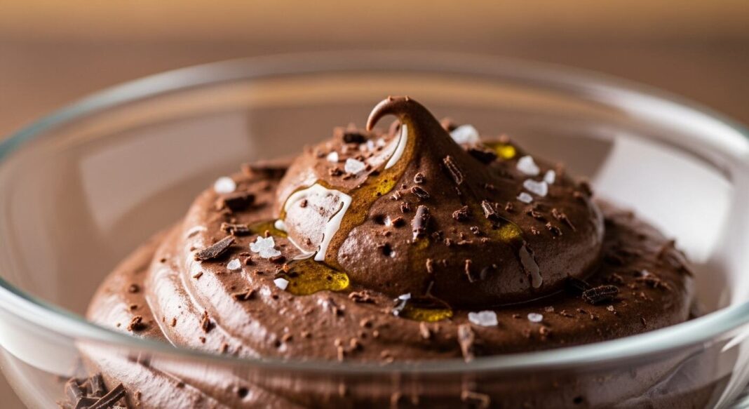 Mousse de chocolate con aceite de oliva en copa individual