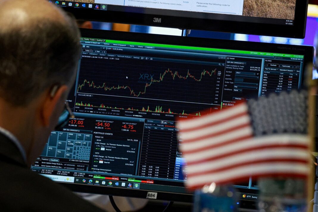 Gráfico de cotizaciones en Wall Street