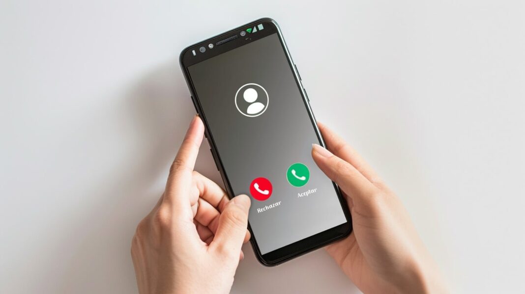Icono de teléfono con signo de prohibición y palabras clave
