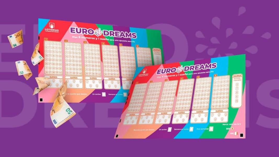 Boleto de EuroDreams con los números ganadores del sorteo del 27 de julio de 2026