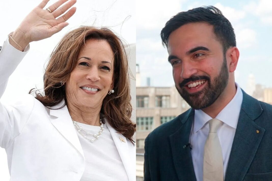 Kamala Harris y Zohran Mamdani en un encuentro político