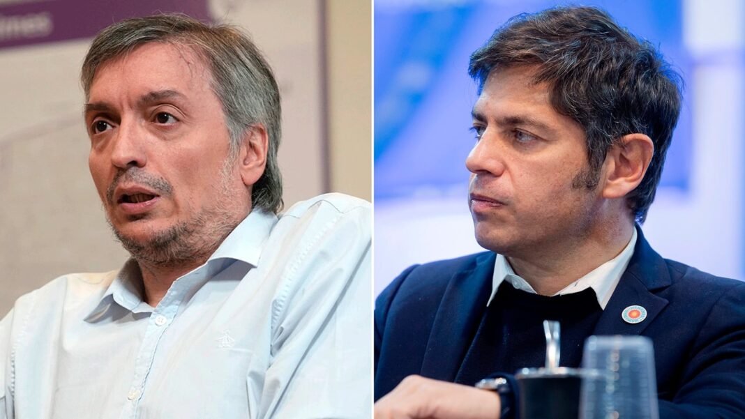 Máximo Kirchner y Axel Kicillof en un acto político