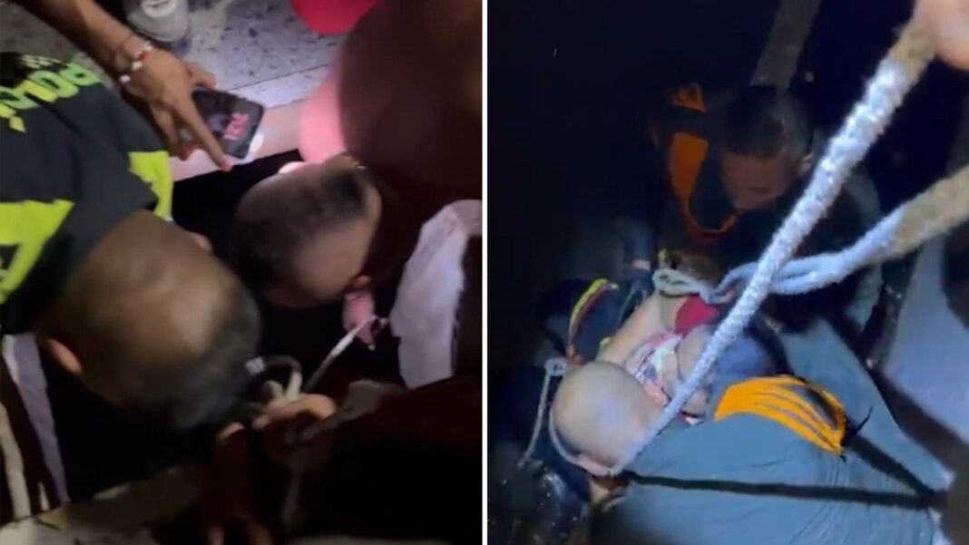 Rescate de mujer con discapacidad visual de alcantarilla en Cali