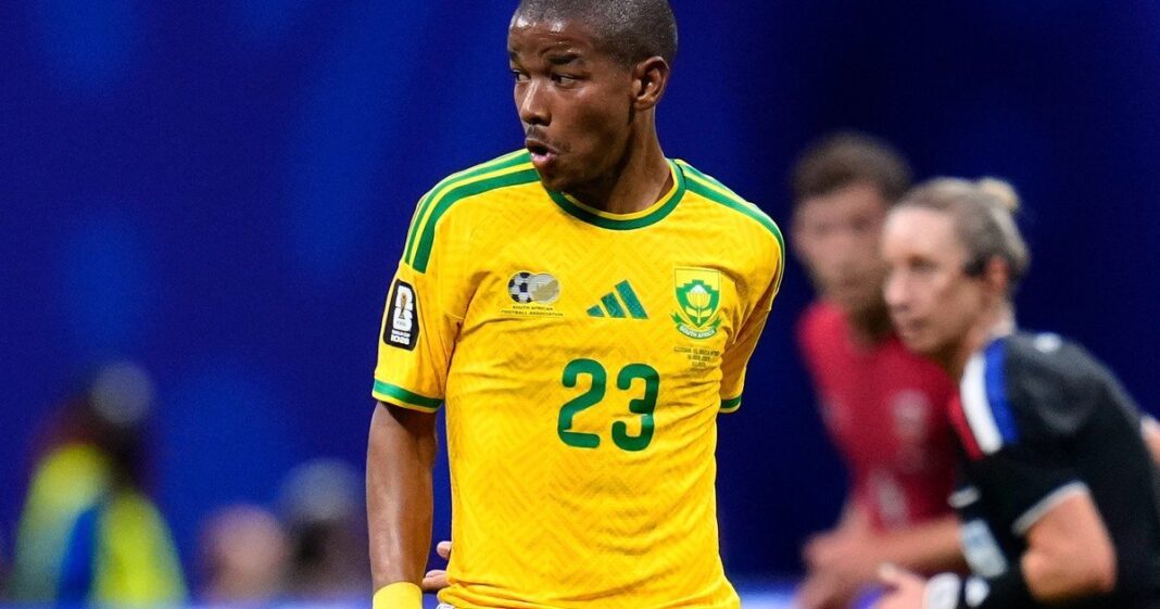 Jayden Adams con la camiseta de la selección sudafricana durante el Mundial 2026