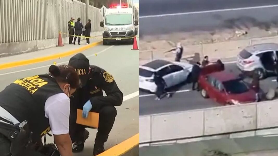 Escena del robo de lingotes de oro en avenida El Derby, Surco