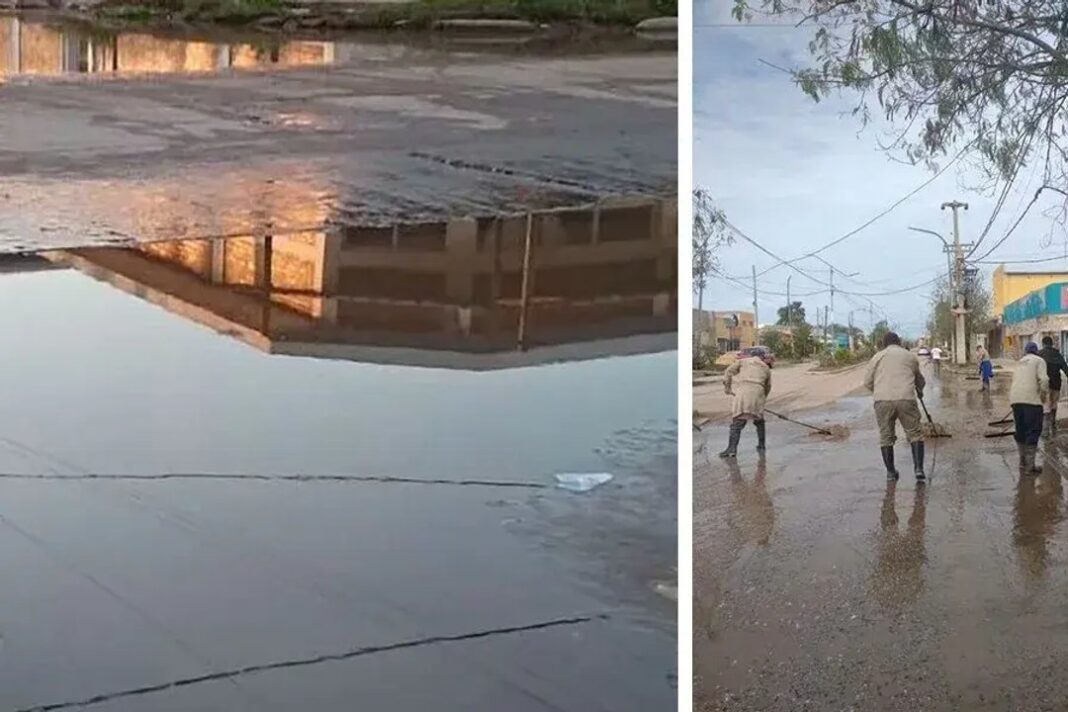 Calles de Añatuya con agua acumulada por roturas de cañerías