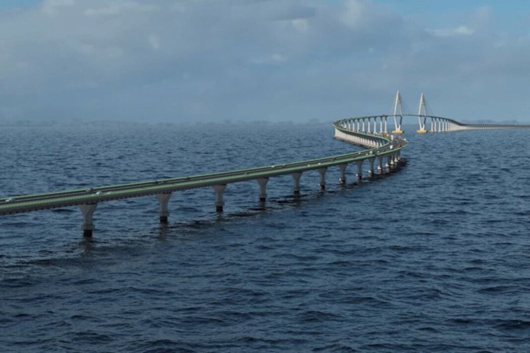 Ceremonia de inicio de obras del puente Salvador-Itaparica en Vera Cruz, Brasil