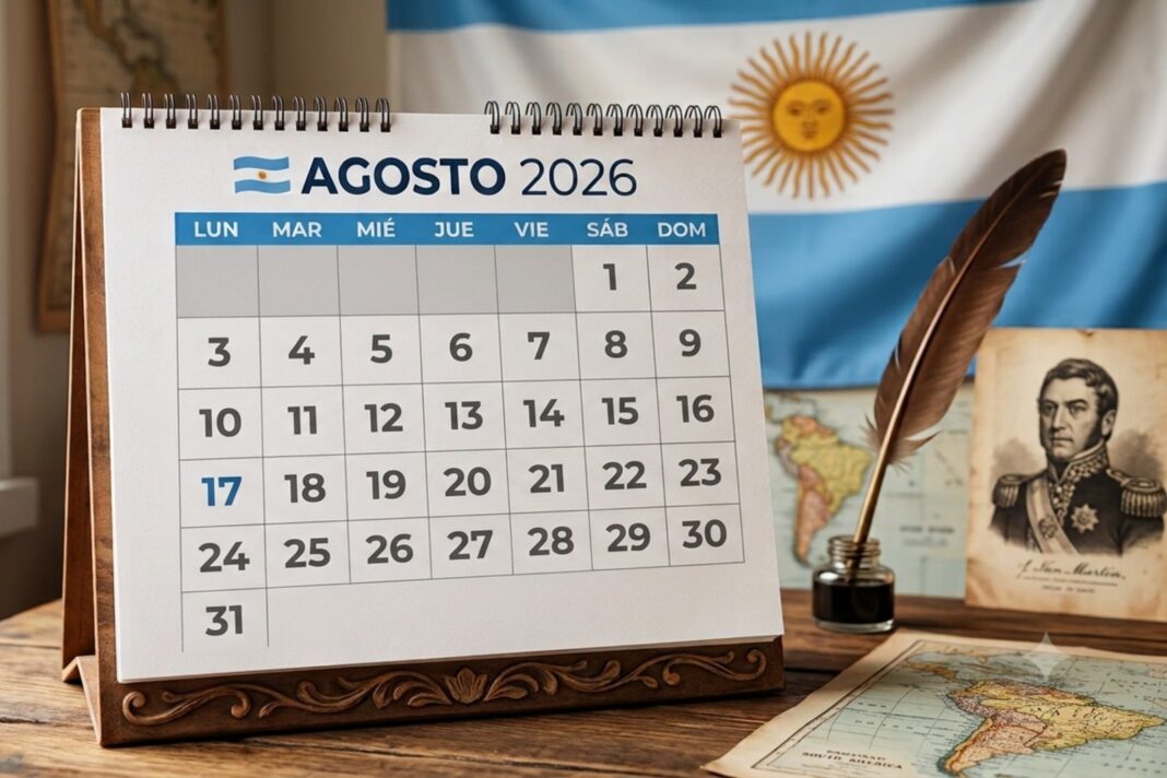 Bandera argentina con la imagen del General José de San Martín