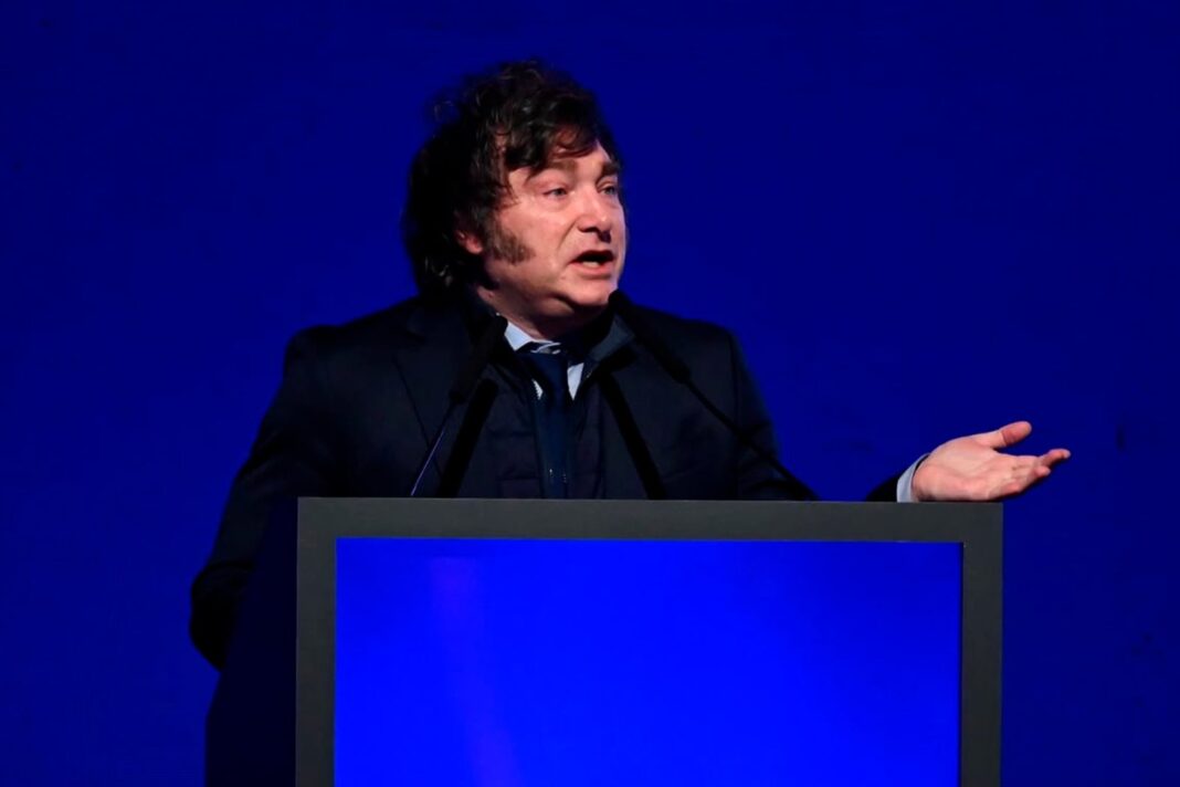 Javier Milei en un acto de gobierno