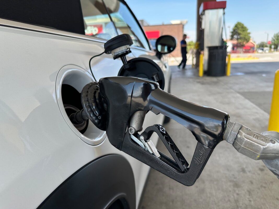 Estación de servicio con surtidores de nafta y gasoil
