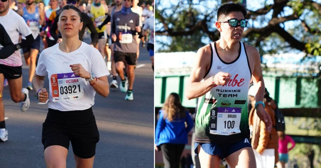 Bruno Álvarez y Victoria Ares, ganadores del Premio Estímulo en los 21K de Buenos Aires
