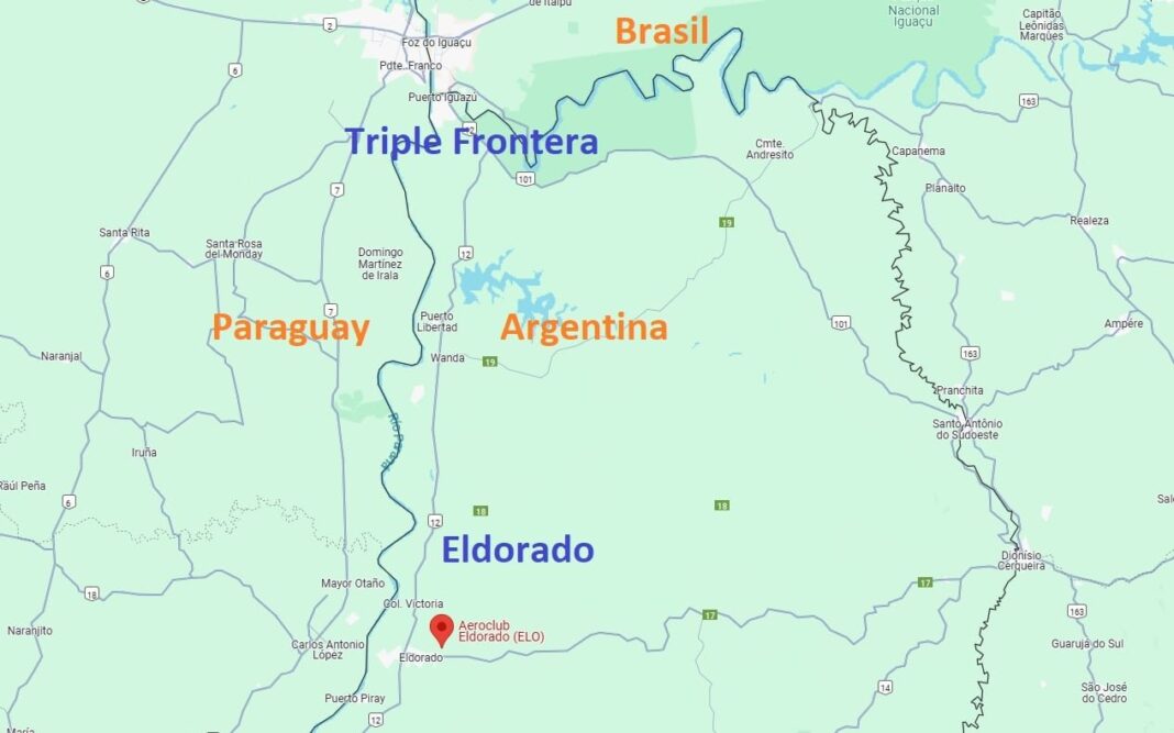 Mapa de la Triple Frontera entre Argentina, Brasil y Paraguay