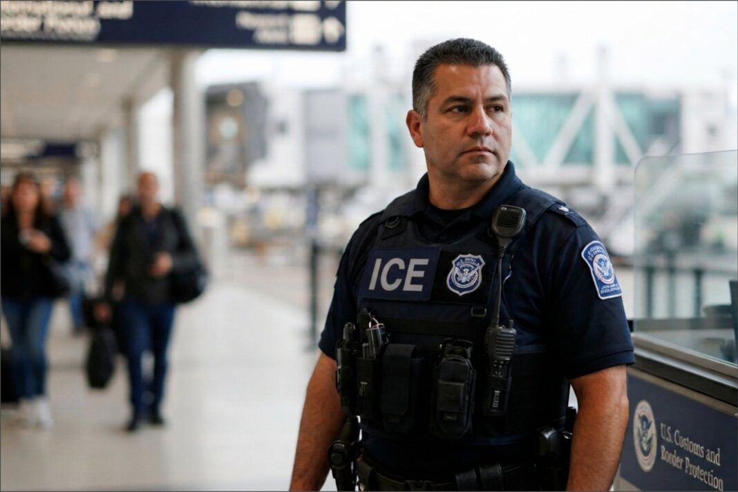 Agentes de ICE en un aeropuerto de Estados Unidos
