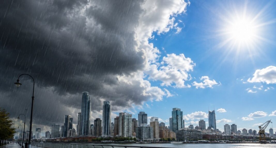 Cielo nublado con lluvia en Buenos Aires