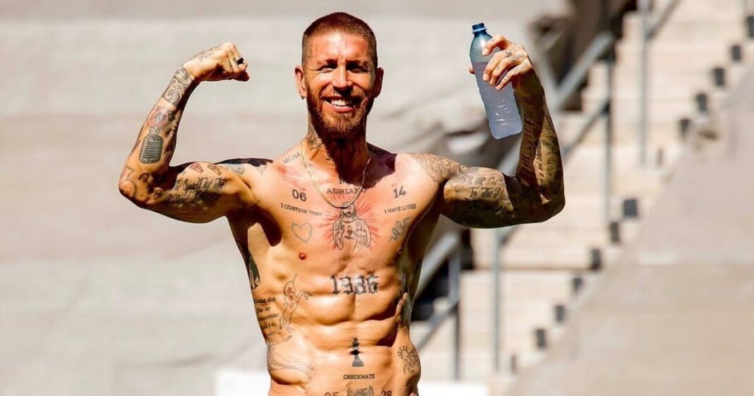 Sergio Ramos entrenando en el gimnasio