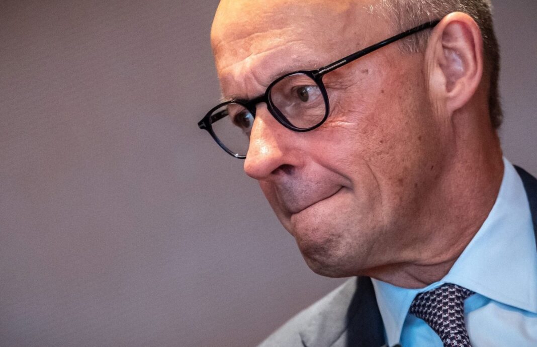 Friedrich Merz, canciller de Alemania, en un acto de campaña