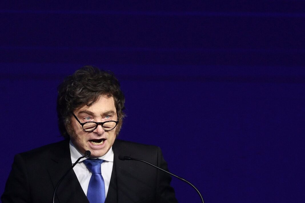 Javier Milei durante un discurso