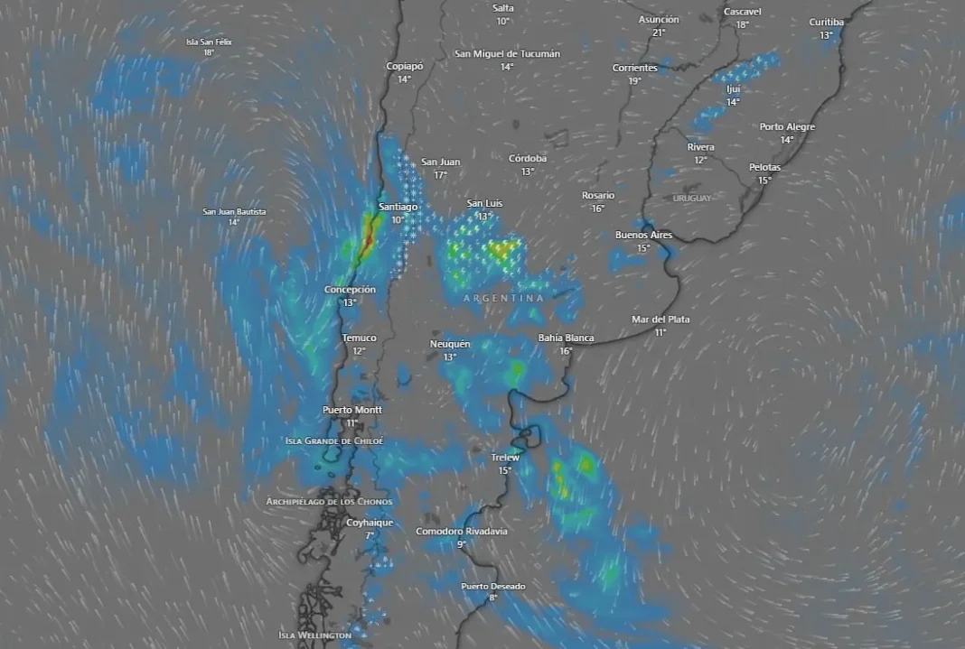Mapa de alertas meteorológicas en Argentina