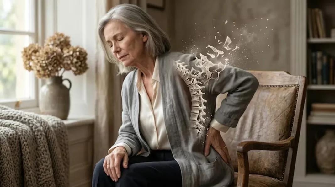 Ilustración de huesos humanos y prevención de la osteoporosis