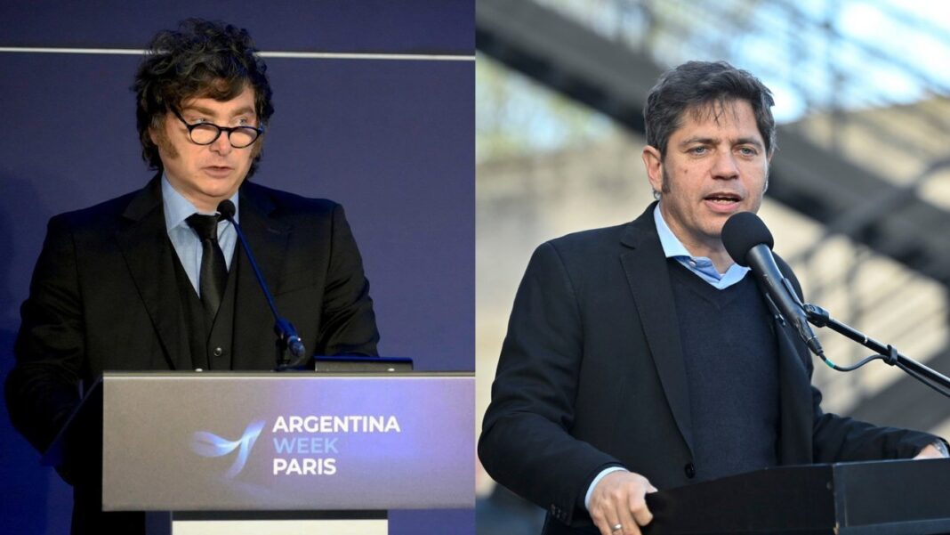 Gráfico de encuesta sobre intención de voto de Milei y Kicillof para 2027