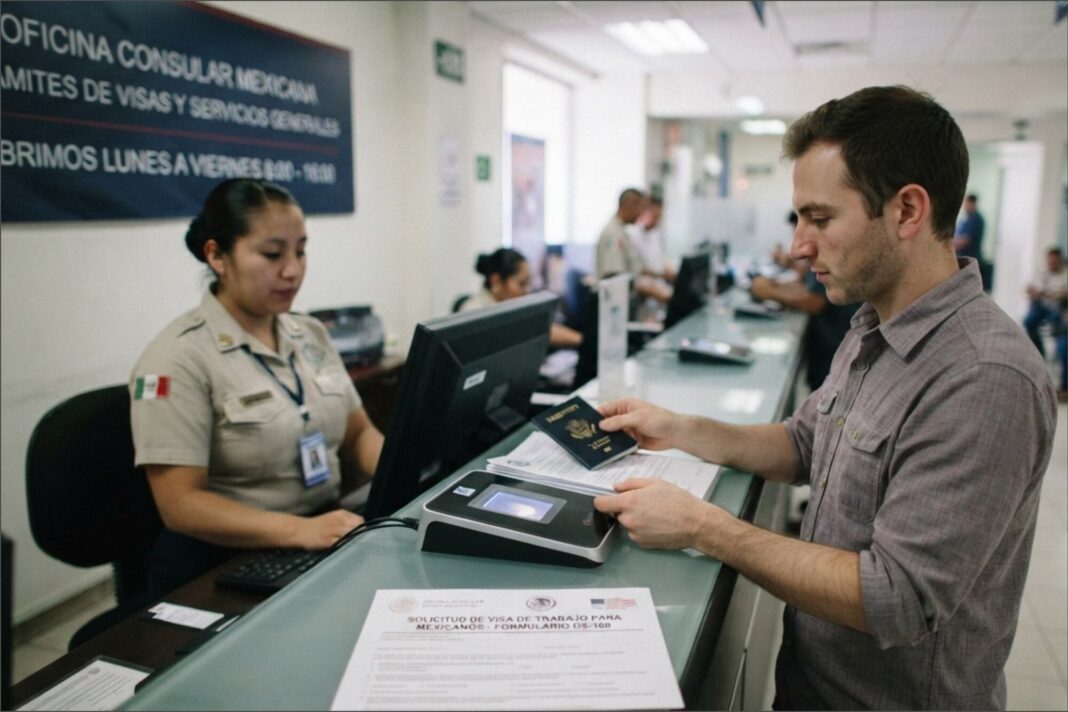 Sello del Departamento de Estado de Estados Unidos sobre un pasaporte