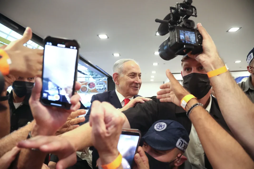 Benjamin Netanyahu, primer ministro de Israel, en un acto de campaña