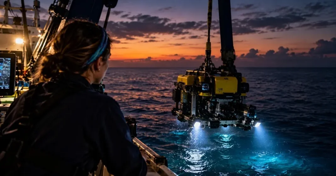 Bella Iannotta Vignette en la cubierta del E/V Nautilus durante la expedición