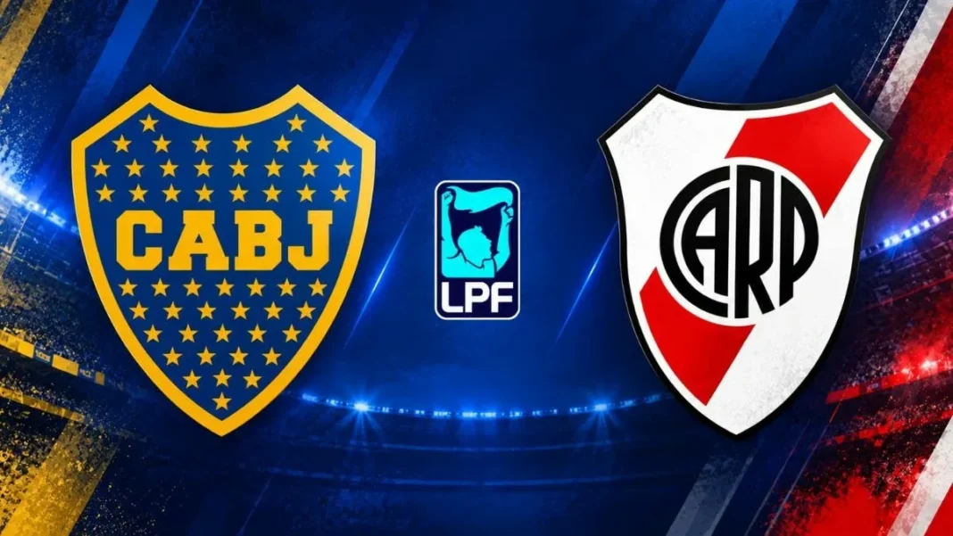 Jugadores de River y Boca en un Superclásico